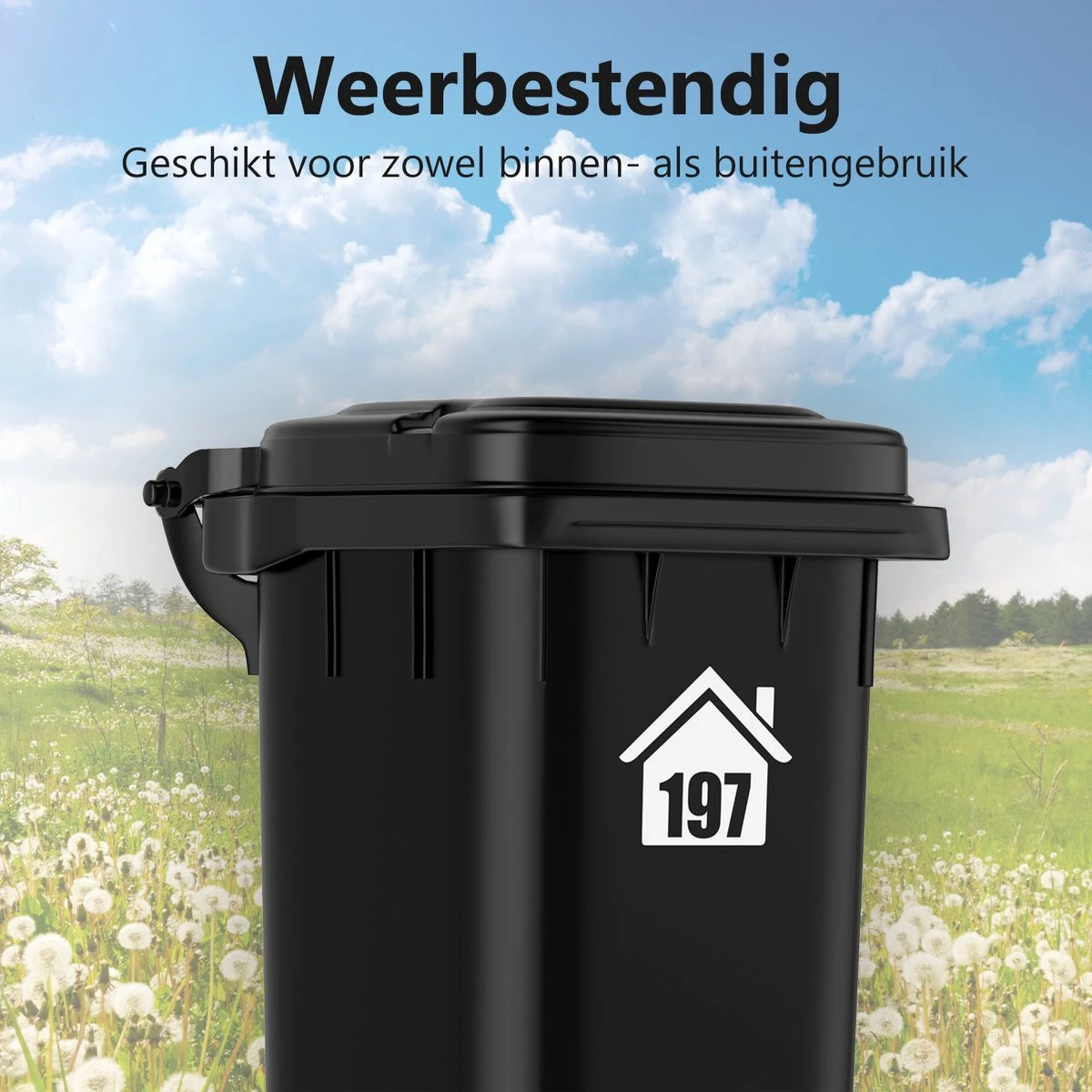 Container Sticker Huisnummer - Kliko Sticker - Huisnummer Sticker - Deursticker - Weerbestendig - 10 X 11 Cm - Wit - Afbeelding 3
