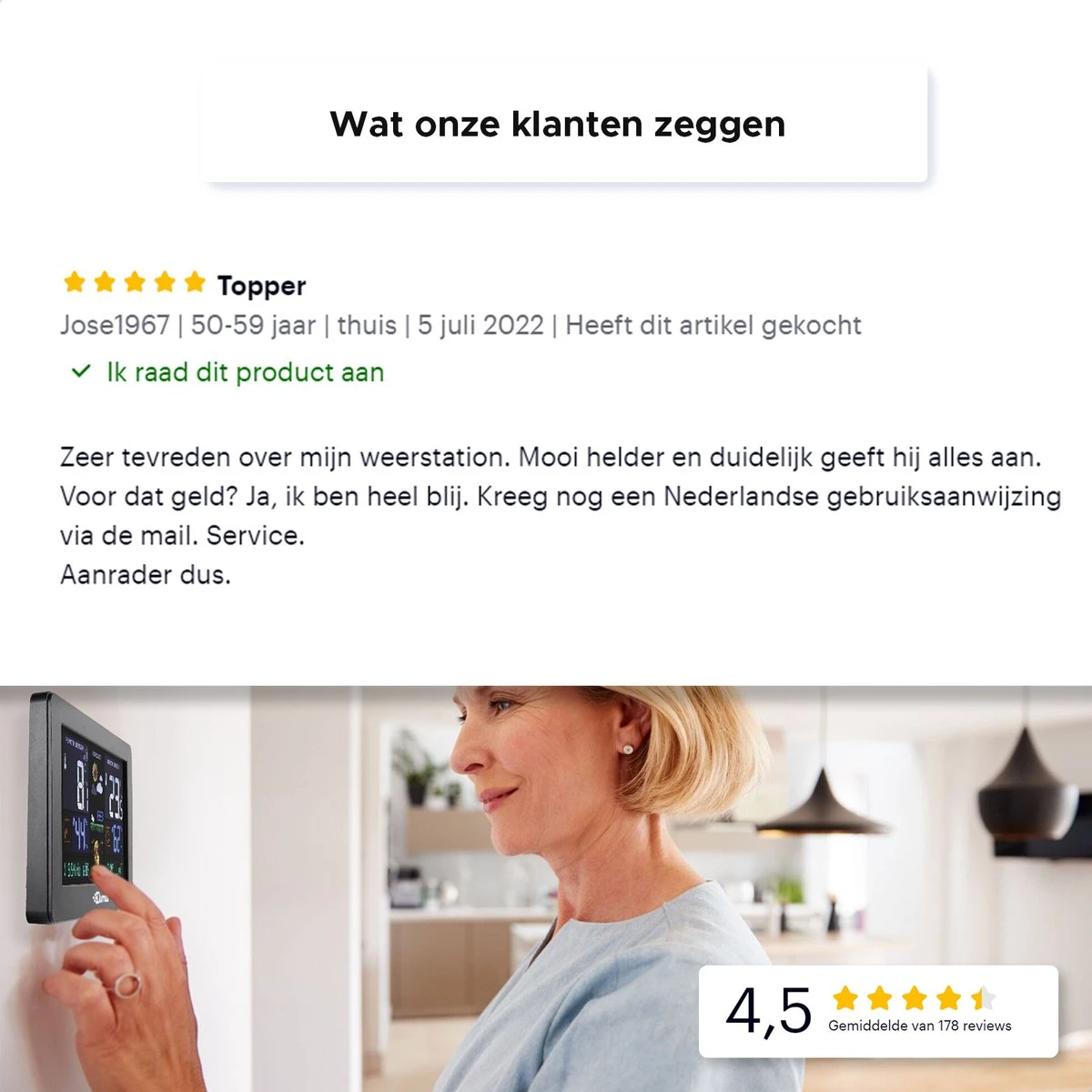 Qumax Weerstation Binnen En Buiten - Draadloos Weerstation Met Buitensensor Tot 60 Meter Bereik - Waterdicht - Afbeelding 9