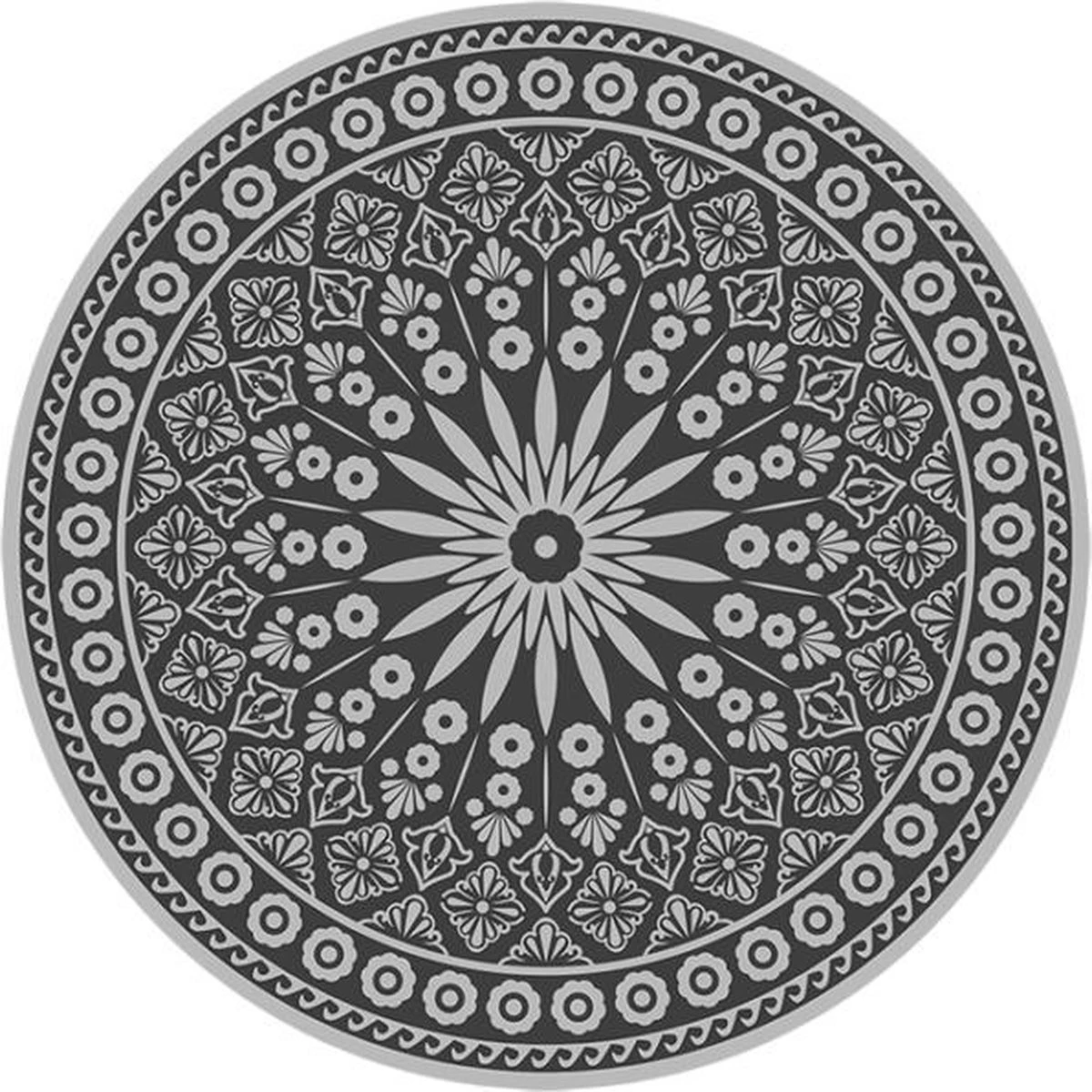 ESSCHERT DESIGN Tuintapijt - Rond - Zwart/Grijs Ø180cm - Afbeelding 2