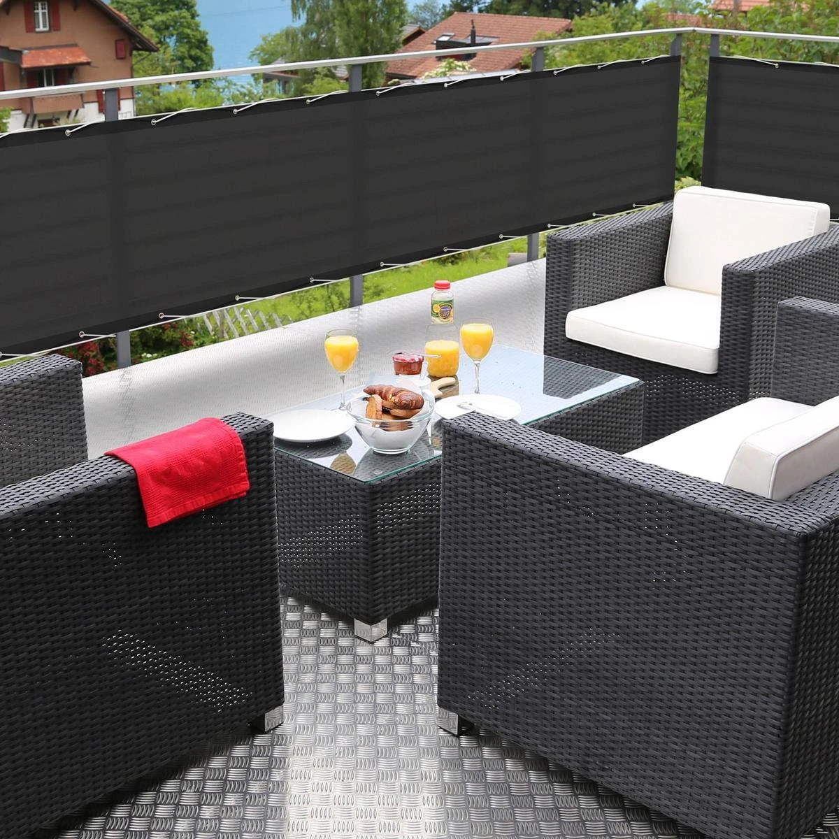Sol Royal PB2 – Balkonscherm Antraciet 500 X 90 Cm – Balkondoek Waterafstotend – UV Bescherming – Incl. Bevestigingsmateriaal - Afbeelding 7