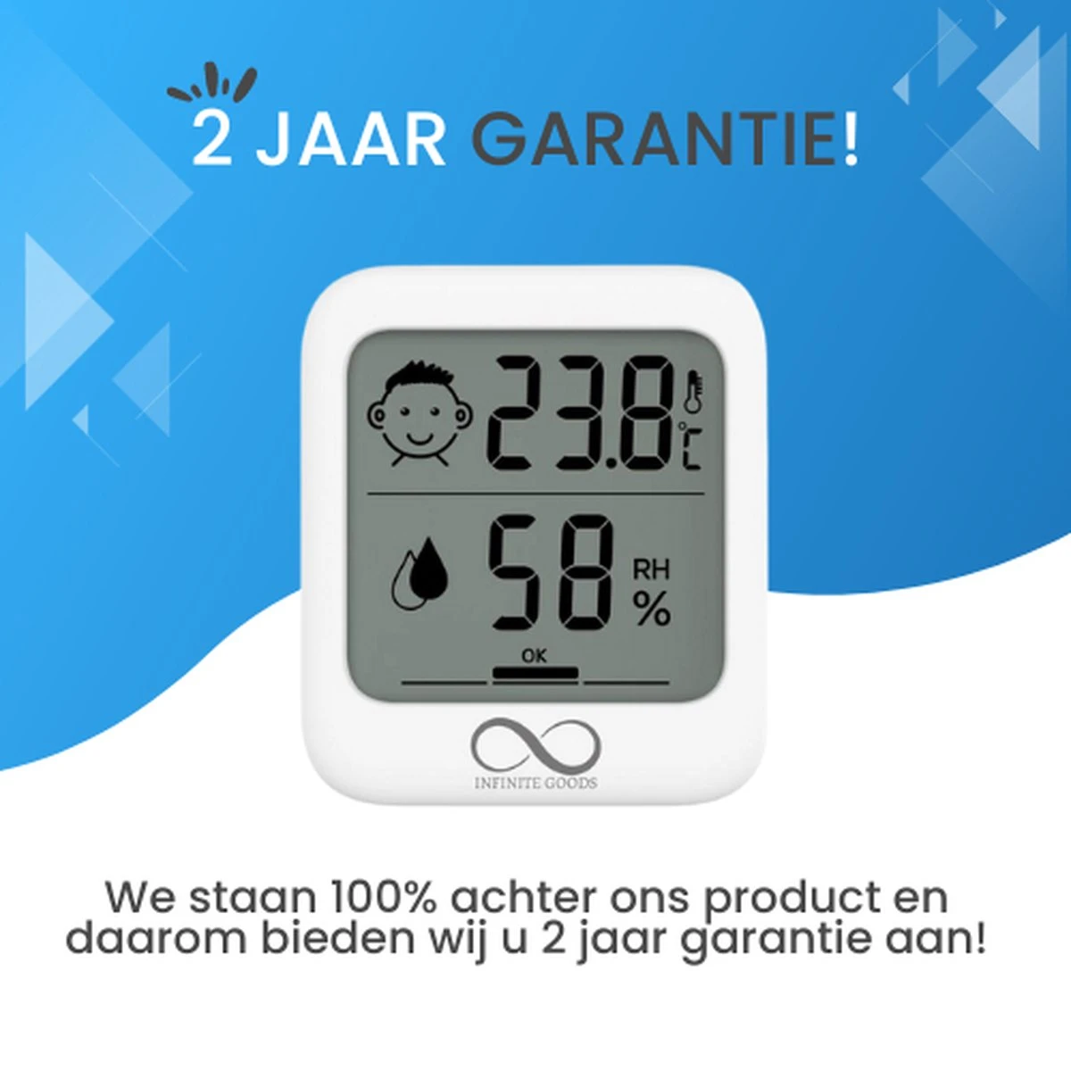 Infinite Goods Hygrometer - Digitale Weerstation - Luchtvochtigheidsmeter - Thermometer Voor Binnen - Vochtmeter - Magneten/Ophangoog - Incl. Batterij - Afbeelding 10