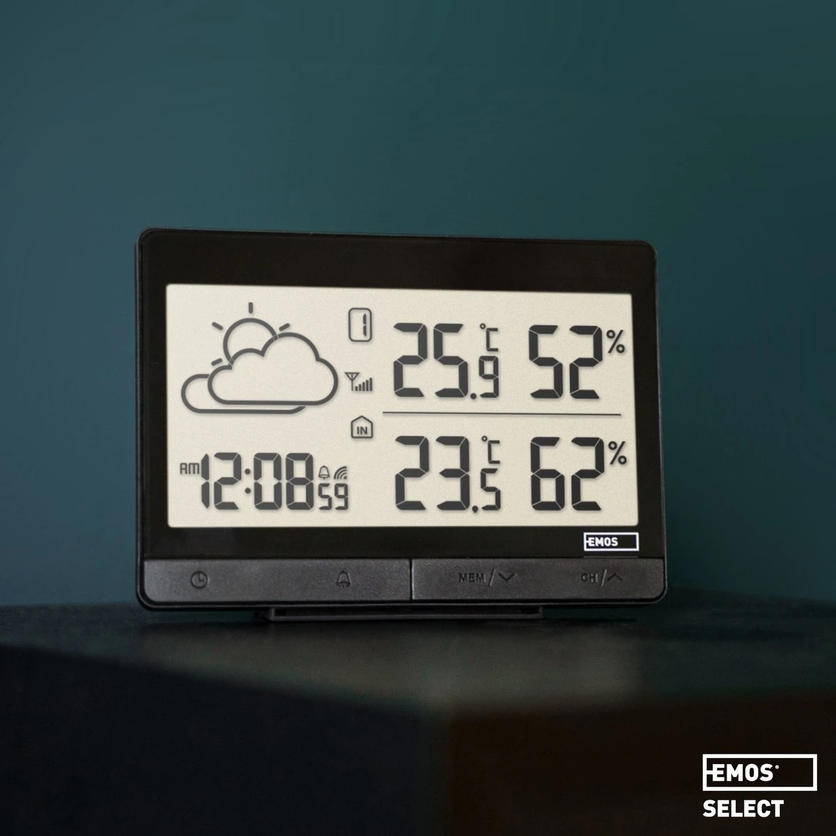 EMOS Weerstation, Draadloos Weerstation Op Batterijen, Binnen- En Buitenweersysteem Met Grijsdisplay, Tijd & Datum, Temperatuur, Luchtvochtigheid, Comfort, Wekker En Alarmfunctie, 12-24 Uursvoorspelling, Weerstation Met Buitensensor - Afbeelding 8