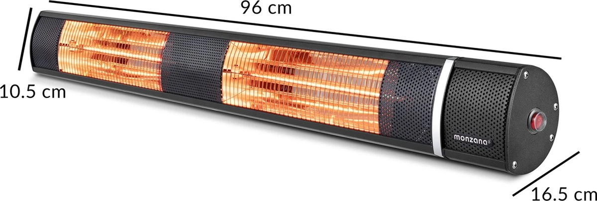 Monzana Infraroodstraler 3000W - 3 Standen Afstandsbediening - Zwart - Afbeelding 11