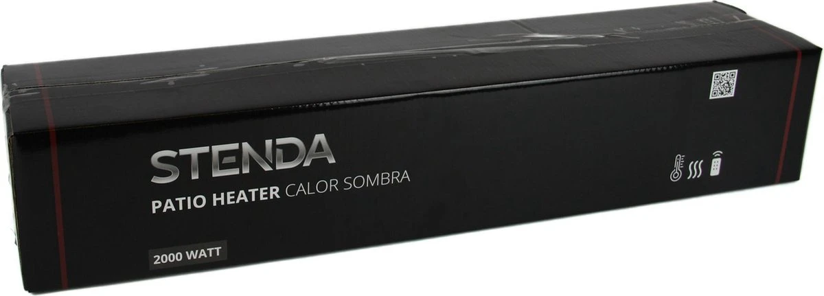 Electrische Terrasverwarmer 2000 Watt - Stenda Calor Sombra 2000 Watt - Matzwart - Elektrisch - Afstandsbediening - Afbeelding 7