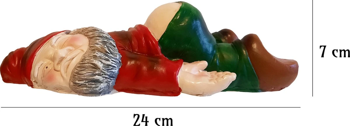 Dronken Tuinkabouter Groot - 24 Cm - Rood - Tuindecoratie - Afbeelding 3