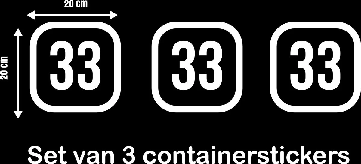 Merkloos Container Sticker – Set Van 3 Container Stickers - Wit - Kliko Stickers - Weerbestendige Stickers - Container Sticker Huisnummer - 20 X 20 Cm - Wit - Afvalcontainer - Kliko Sticker Set - Afbeelding 4