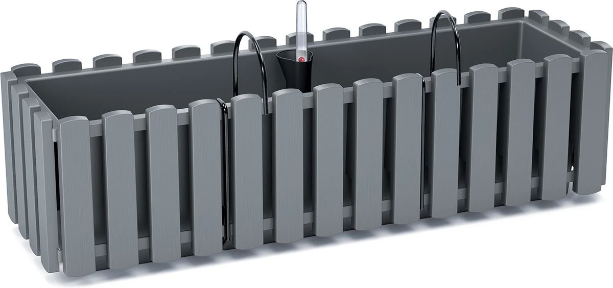 Prosperplast Fence-look Ophang Plantenbak/bloembak Kunststof 58 X 18 X 16 Cm Steengrijs Met Handige Droogtemeter Voor Binnen/buiten - Afbeelding 2