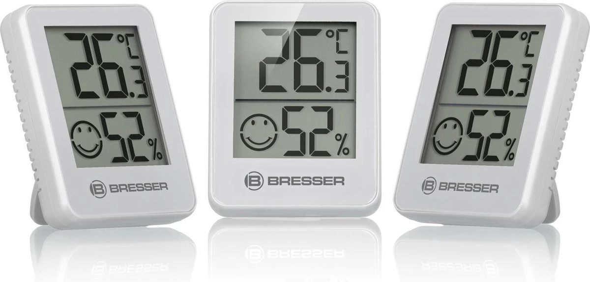 Bresser Temeo Hygrometer - Wit – Set Van 3 - Checkt Binnenklimaat
