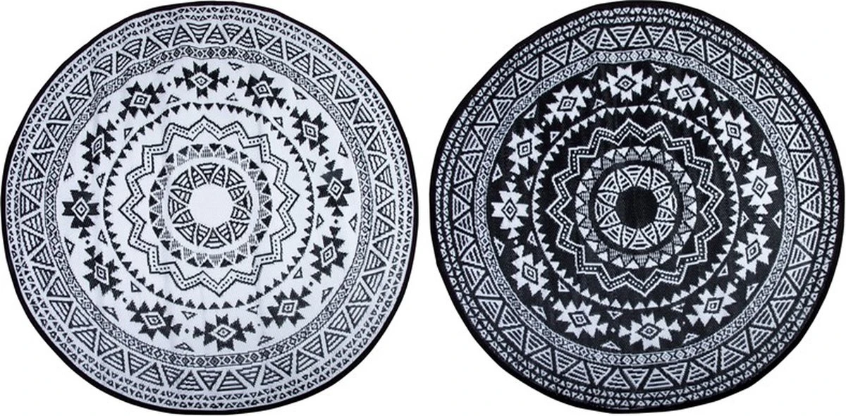 ESSCHERT DESIGN Tuintapijt - Rond - Zwart/Grijs Ø180cm - Afbeelding 10