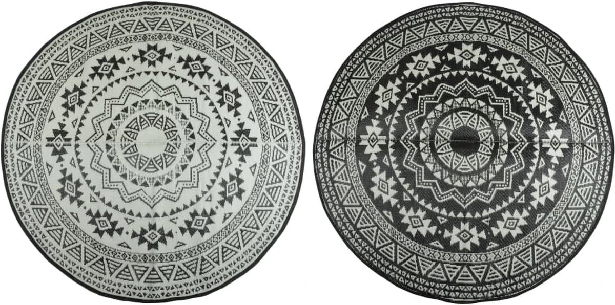 ESSCHERT DESIGN Tuintapijt - Rond - Zwart/Grijs Ø180cm - Afbeelding 9