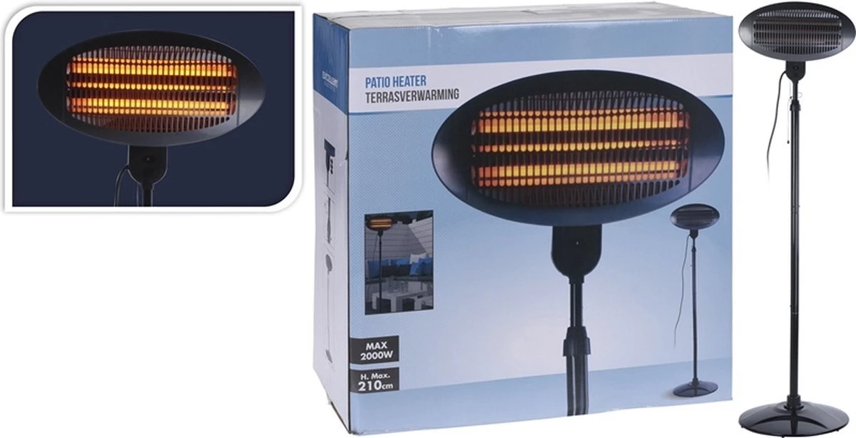 Merkloos Exellent Electrics Terrasverwarmer - Staand - 3 Warmte Standen - Tot 2000 Watt - Afbeelding 5