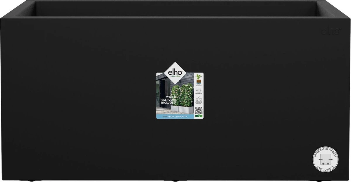 Elho Vivo Next Lang 60 - Bloempot Voor Binnen & Buiten - Ø 59.0 X H 29.2 Cm - Zwart/Living Black