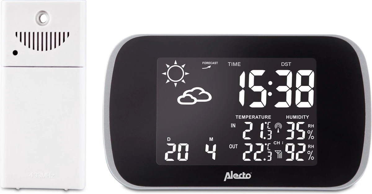 Alecto WS-1650 Weerstation - Draadloze Buitensensor En Geanimeerde Weersvoorspelling - Zwart - Afbeelding 9