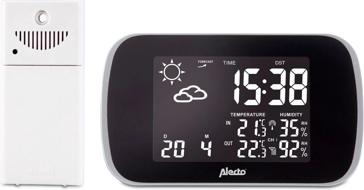 Alecto WS-1650 Weerstation - Draadloze Buitensensor En Geanimeerde Weersvoorspelling - Zwart - Afbeelding 6