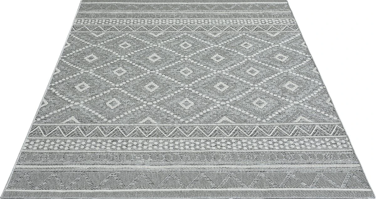 The Carpet Calgary Vloerkleed Voor Buiten En Buiten Buitenkleed Tuintapijt Buitentapijt Grijs Diamant 120 X 160 Cm - Afbeelding 2