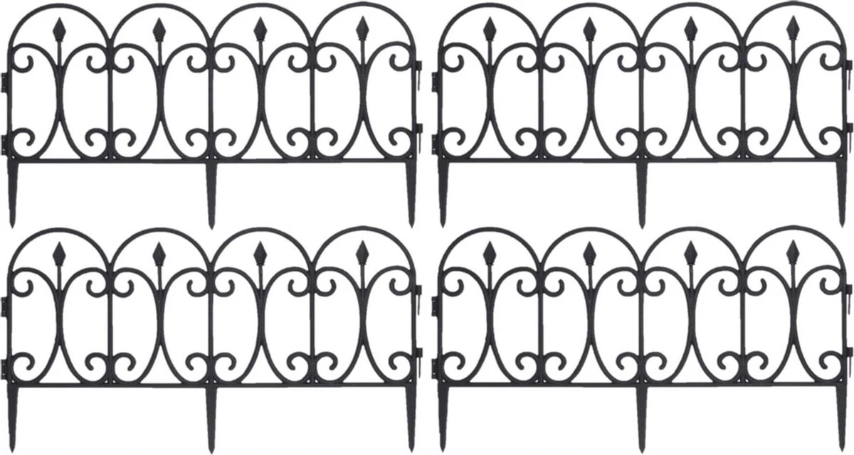Merkloos Tuinhekjes - 4x Stuks - Kunststof - 60 X 30 Cm - Zwart