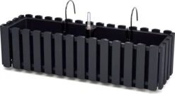 Prosperplast Fence-look Ophang Plantenbak/bloembak Kunststof 58 X 18 X 16 Cm Antraciet Grijs Met Handige Droogtemeter Voor Binnen/buiten