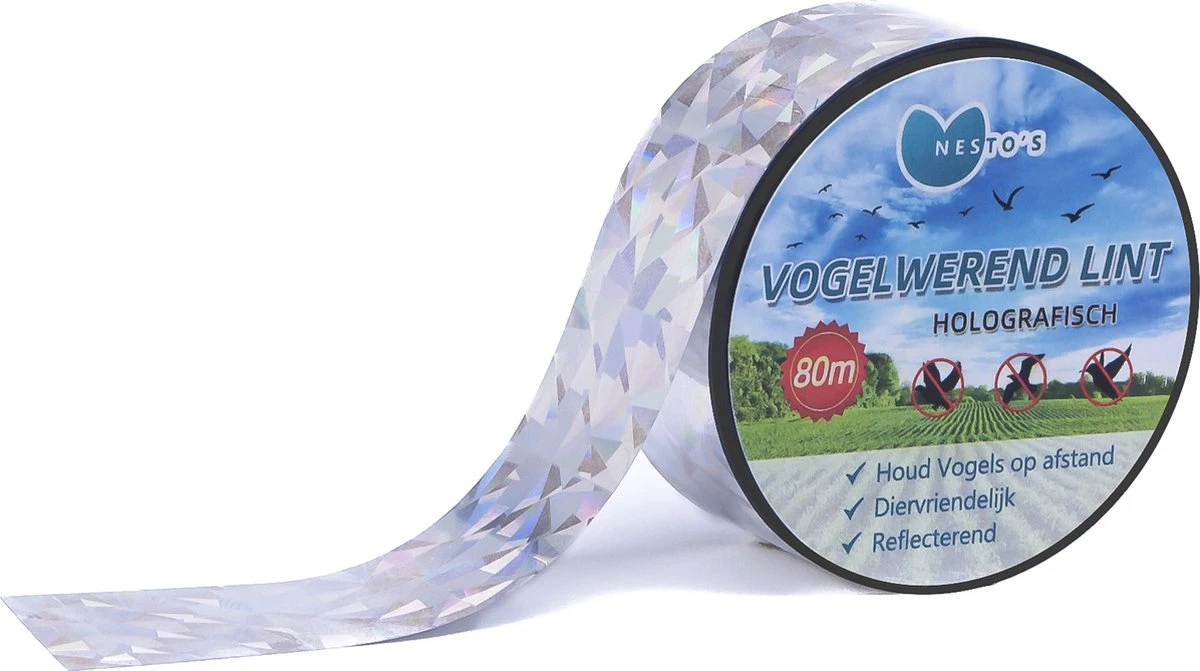 Nesto’s® Professionele Vogel Afschrik Lint - 80 Meter - Holografische Vogelverschrikker Voor Duiven - Diervriendelijke Vogelverjager - Vogel Afschrik Lint - Duivenverjager - Anti Vogels - Afschriktape - Reigerverjager - Reigerverschrikker - Afbeelding 4