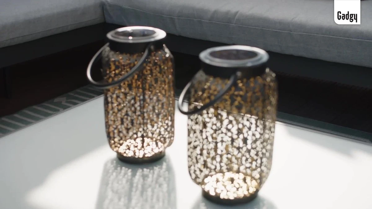 Gadgy Solar Oosterse Lantaarn - Tafellamp Set Van 2 - Solar Tuinverlichting Op Zonneenergie - Led Buitenverlichting Met Dag/Nacht Sensor - Hanglamp - Tuinlantaarn - 22xØ14CM - Metaal - Zwart - Afbeelding 9