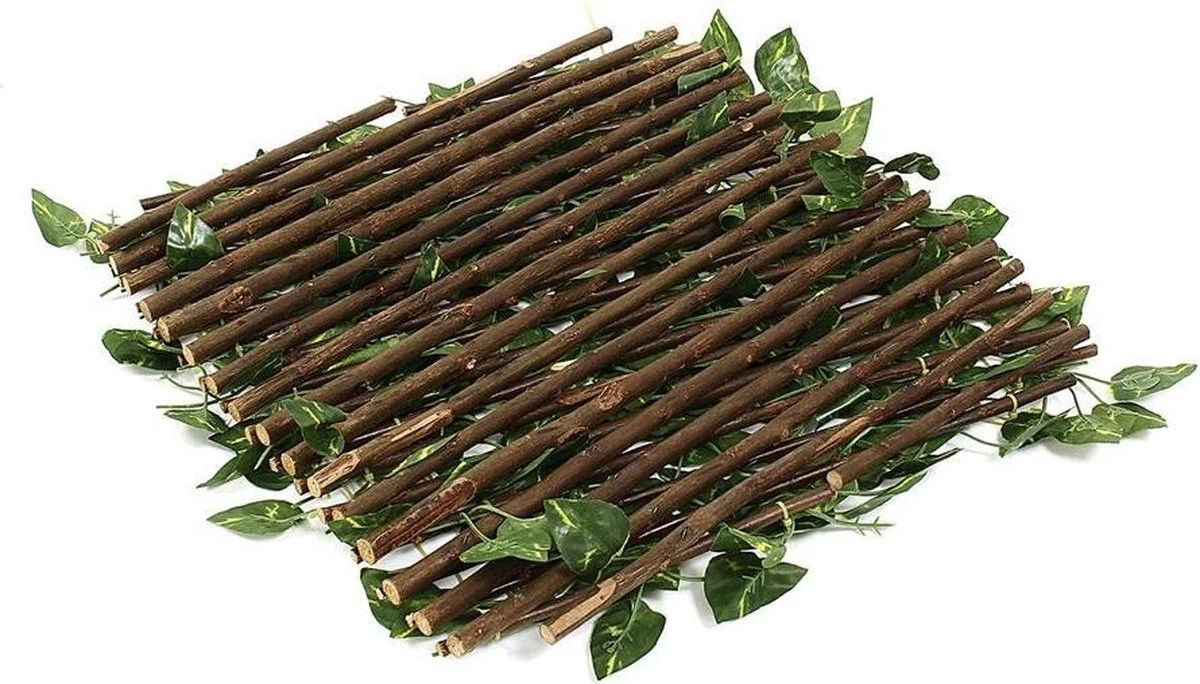 Merkloos TUINSCHERM VAN WILGENHOUT (UITREKBAAR TOT 2 METER) - Kunsthaag - Kunst Hangplant - Hedera - Klimop Kunstplanten Voor Binnen En Buiten - Hedera Helix - Namaak Planten - Kunst Klimop - Sinterklaas - Kerst - Afbeelding 6