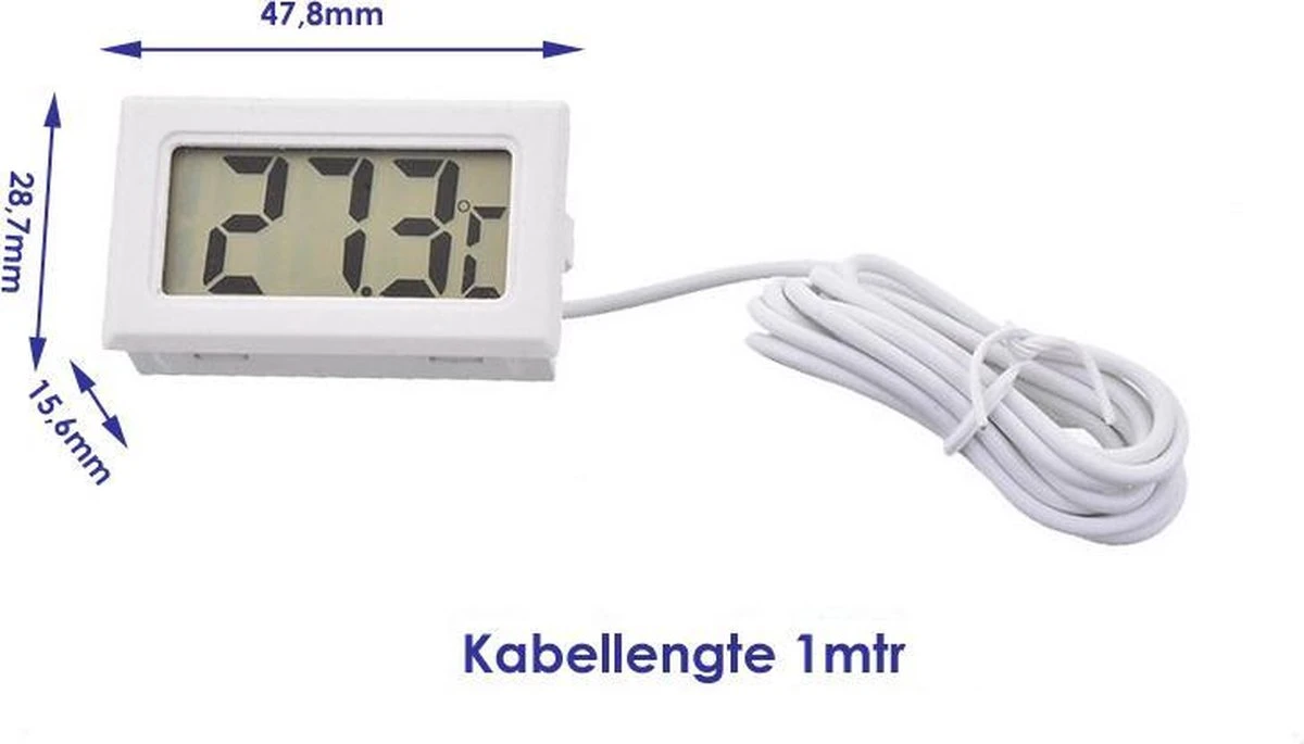 Digitale Aquarium Thermometer Met Meetsonde (1 Meter) - Geschikt Voor Binnen én Buiten! - Afbeelding 2