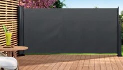 GoodVibes - Uittrekbaar Windscherm Antraciet 160x300 Cm - Oprolbaar - Strand - Camping - Zonnescherm - Schaduw - Terras - Zijluifel