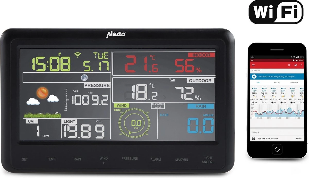 Alecto WS-5500 - Professioneel WiFi Weerstation - Weather Underground Koppeling - 8-in-1 - Afbeelding 10
