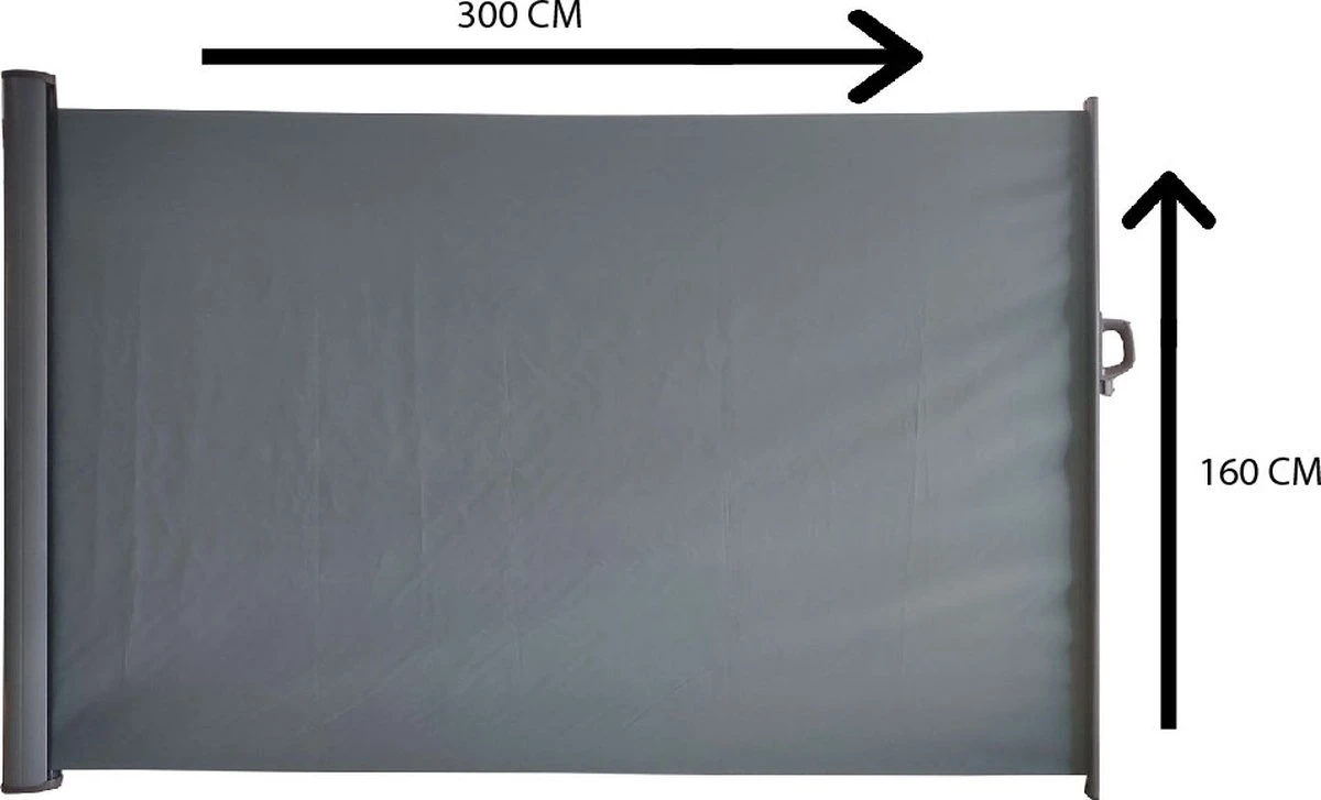 GoodVibes - Uittrekbaar Windscherm Antraciet 160x300 Cm - Oprolbaar - Strand - Camping - Zonnescherm - Schaduw - Terras - Zijluifel - Afbeelding 3