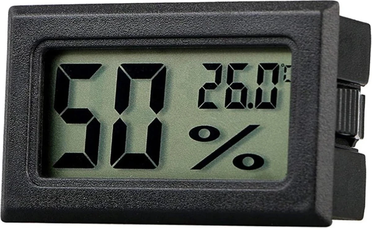 Merkloos Professionele Hygrometer - Zwart - Meet Ook Temperatuur - Voor Buiten En Binnen - 2 In 1 - Hygrometer