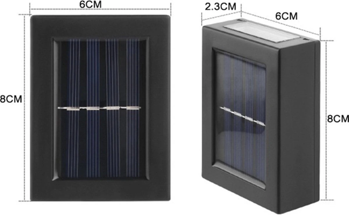 Merkloos Heuts Goods - Solar Tuinverlichting - Tuinverlichting Op Zonneenergie - Solar Wandlamp Voor Buiten - 2 LED Lichten - Warm Wit Licht - 2 Stuks - Small - Afbeelding 6
