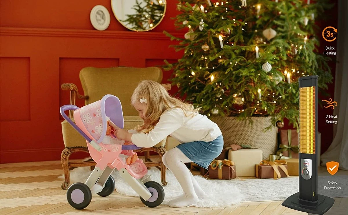 MirKraft - Infrarood Straalkachel - Terrasverwarmer-voor Binnen En Buiten - 2500W - ZWART - Afbeelding 4