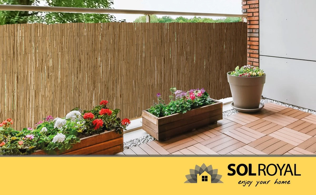 Sol Royal Premium Balkonscherm Riet - Privacyscherm Voor Balkon Solvision S36 - Balkondoek Riet 600x90cm - Afbeelding 12