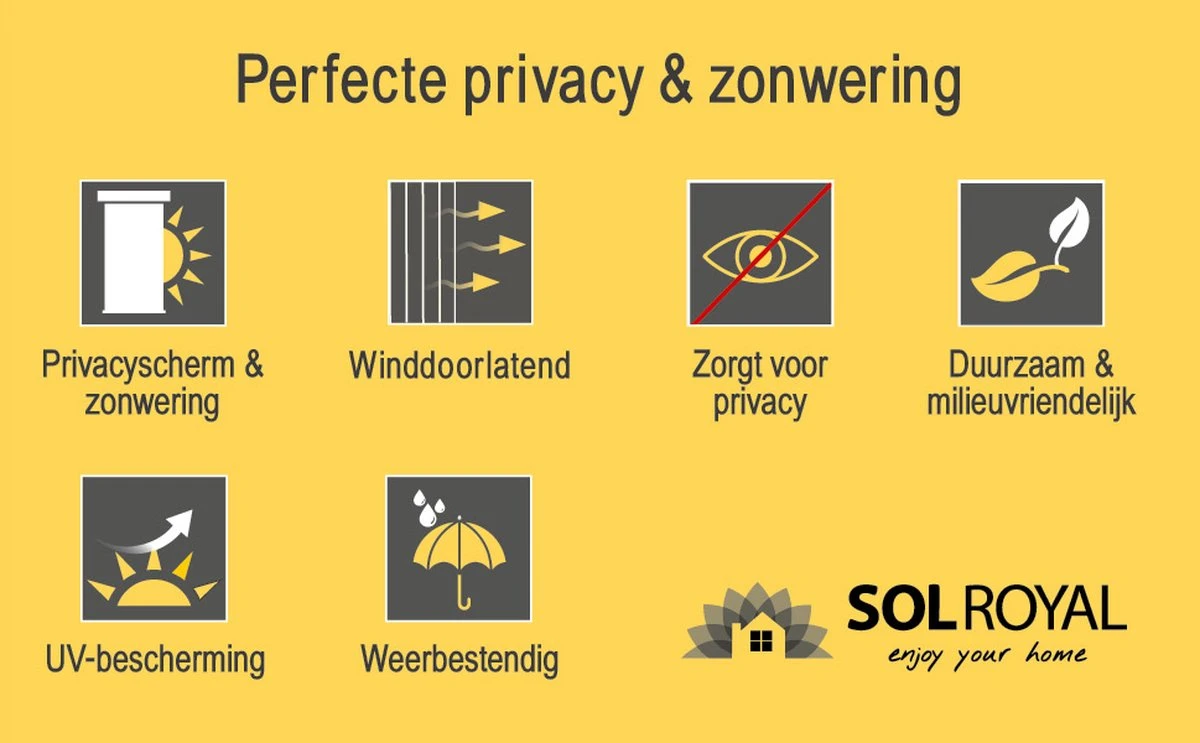 Sol Royal Premium Balkonscherm Riet - Privacyscherm Voor Balkon Solvision S36 - Balkondoek Riet 600x90cm - Afbeelding 13