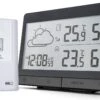 EMOS Weerstation, Draadloos Weerstation Op Batterijen, Binnen- En Buitenweersysteem Met Grijsdisplay, Tijd & Datum, Temperatuur, Luchtvochtigheid, Comfort, Wekker En Alarmfunctie, 12-24 Uursvoorspelling, Weerstation Met Buitensensor