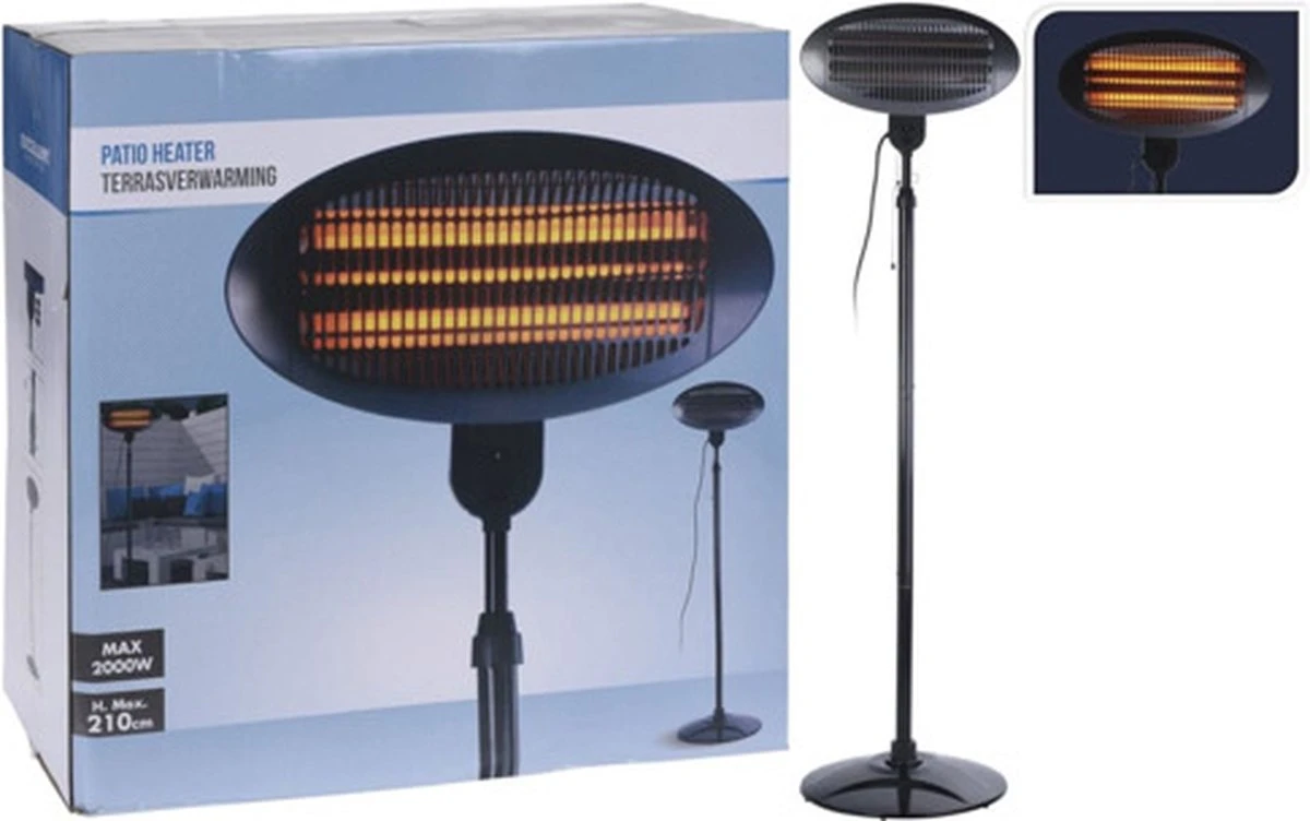Merkloos Exellent Electrics Terrasverwarmer - Staand - 3 Warmte Standen - Tot 2000 Watt - Afbeelding 4