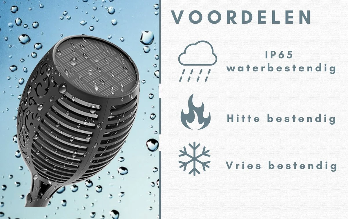 Mea Manu® Solar Tuinfakkels - 6 Stuks - 50cm - Tuinverlichting Op Zonne-energie - Kerstverlichting Buiten - Solar Tuinverlichting - Tuinlantaarns - Padverlichting - LED - Buitenverlichting - Lantaarn - Energiebesparend - Vlameffect - Automatisch - Afbeelding 5