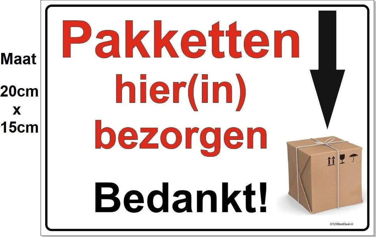 A5 Bord Pakketten Hier(in) Bezorgen, Geen Sticker, Instructiebord Bezorger Pakketdienst Pakketbox Pakketbrievenbus Pakketkluis - Afbeelding 3