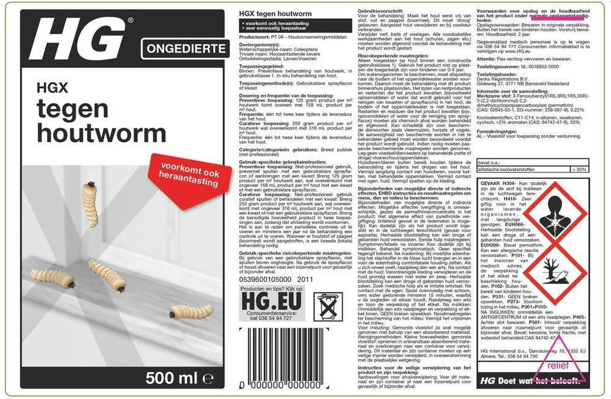 HGX Tegen Houtworm - NL-0016852-0000 - 500ml - Voorkomt Gedurende Lange Tijd Heraantasting - Afbeelding 2