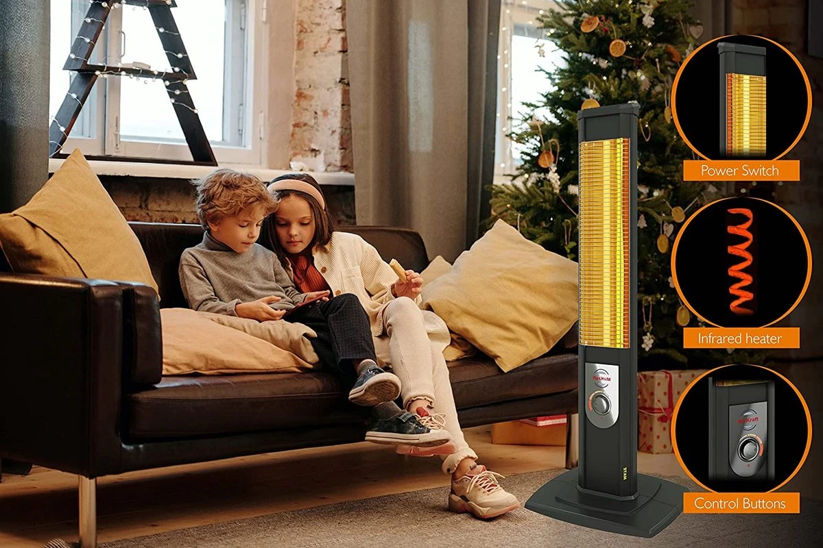 MirKraft - Infrarood Straalkachel - Terrasverwarmer-voor Binnen En Buiten - 2500W - ZWART - Afbeelding 5