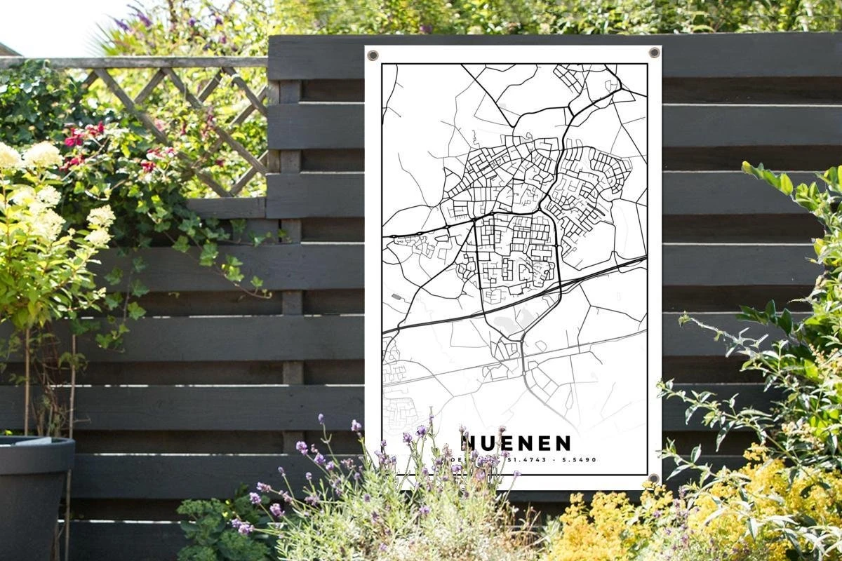 Tuinposter - Tuindoek - Tuinposters Buiten - Kaart - Nuenen - Zwart - Wit - 80x120 Cm - Tuin - Afbeelding 2