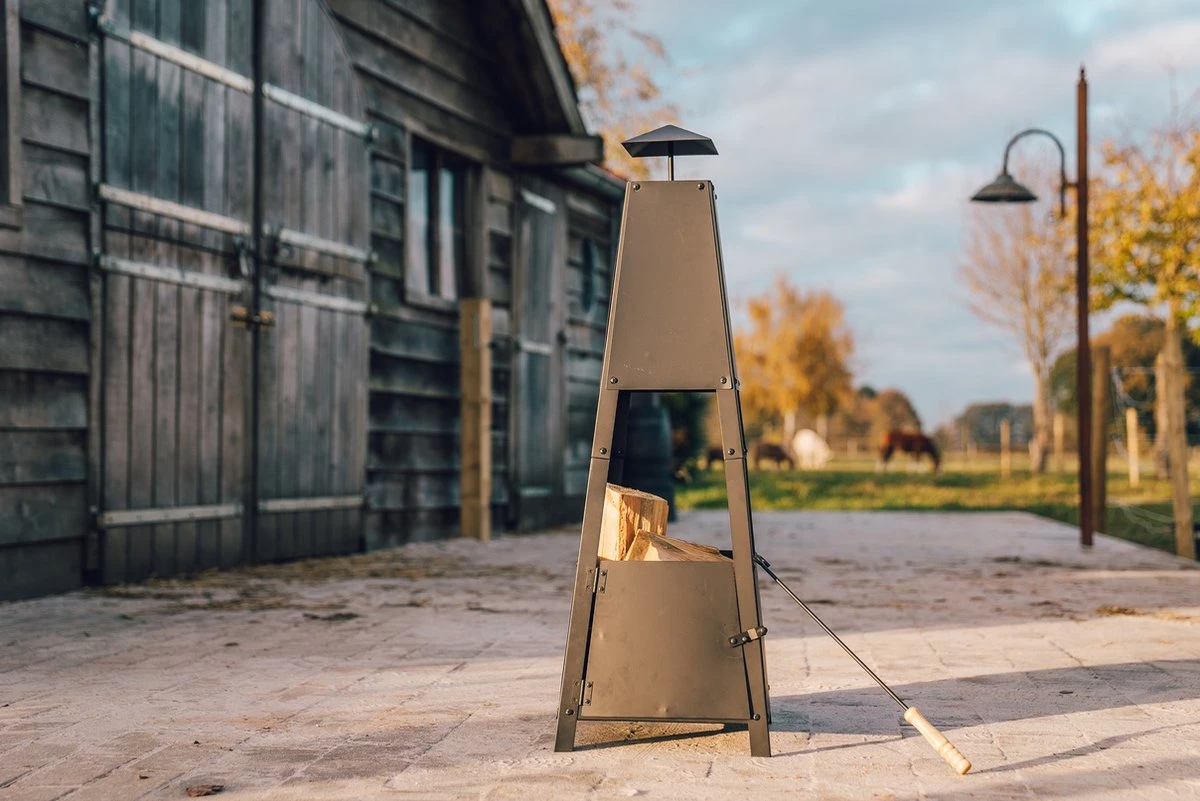 MaxxGarden Tuinhaard Grieks Archelos - Terrashaard - Vuurkorf - Terrasverwarmer - Terrasverwarming - Sfeerhaard - 35x35x100 Cm - Zwart - Afbeelding 10