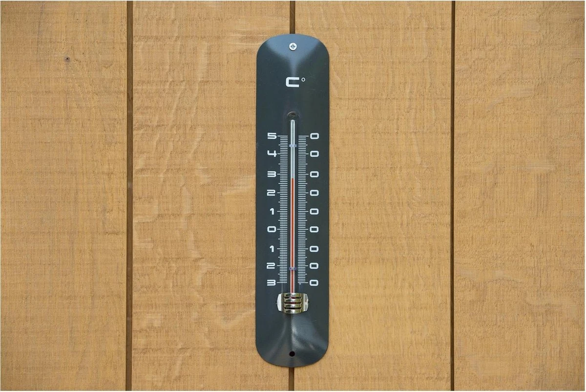 Merkloos Binnen/buiten Thermometer Grijs Van Metaal 6.5 X 30 Cm -Binnen/buitenthemometers - Temperatuurmeters - Afbeelding 2