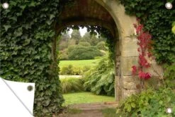 Tuinposter Doorkijkje - Groene Tuin - 120cm X 80cm