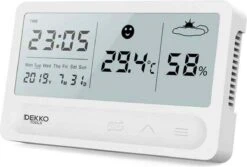 Dekko Tools Digitale Hygrometer - Thermometer Voor Binnen - Luchtvochtigheidsmeter Met Halfjaar Accu - Wit
