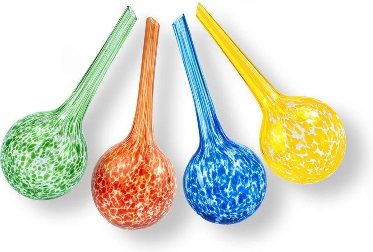 Merkloos Decopatent® 4 Stuks - Waterdruppelaar Voor Planten - Watergever - Glas - Waterbollen - Watergeefsysteem - Plantenbollen - Groen - Afbeelding 2