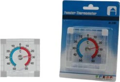 Merkloos Binnen/buiten/tuin Raam Thermometer Zelfklevend 8 X 8 Cm - Raamthermometer