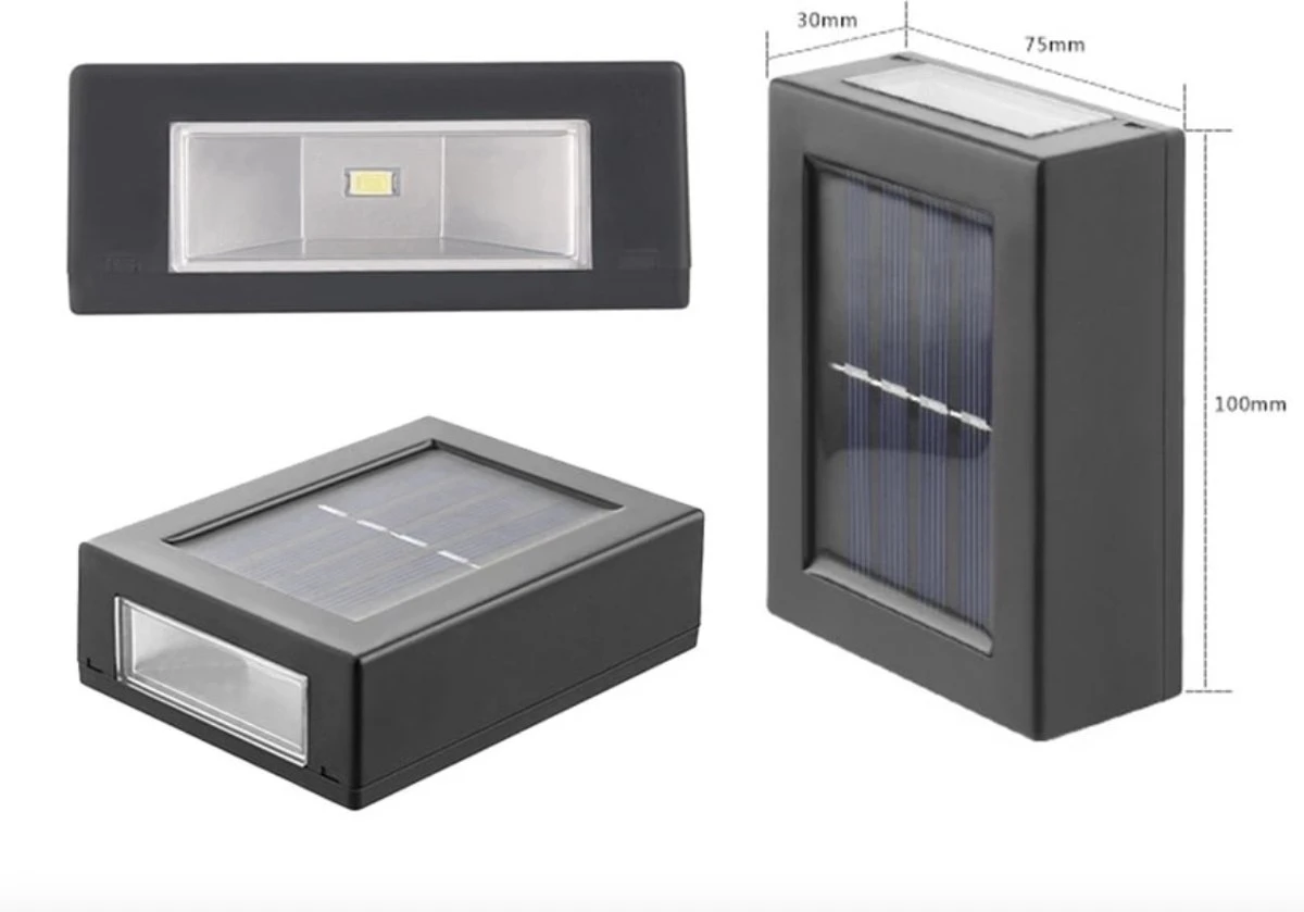 Merkloos Solar Tuinverlichting - Tuinverlichting Op Zonneenergie - Solar Wandlamp Voor Buiten - 2 LED Lichten - Warm Wit Licht - 2 Stuks - Large - Afbeelding 4