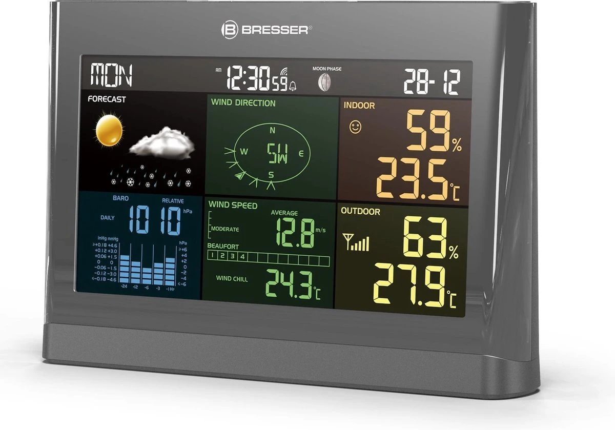 Bresser 5-in-1 Weerstation - Met Multifunctionele Buitensensor - Met Regen- En Windmeter - Grijs - Afbeelding 6