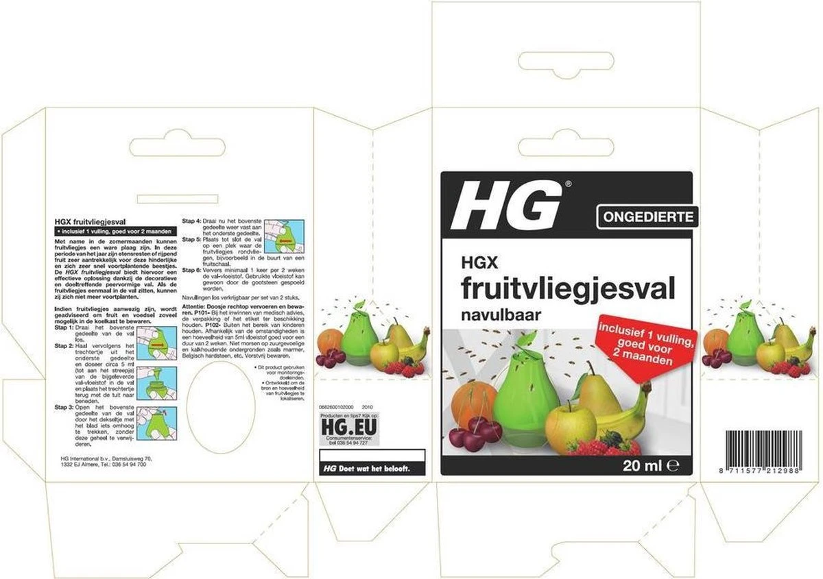 HGX Fruitvliegjesval - 1stuk - Effectief Tegen Fruitvliegjes - Decoratieve Peervorm - Afbeelding 2