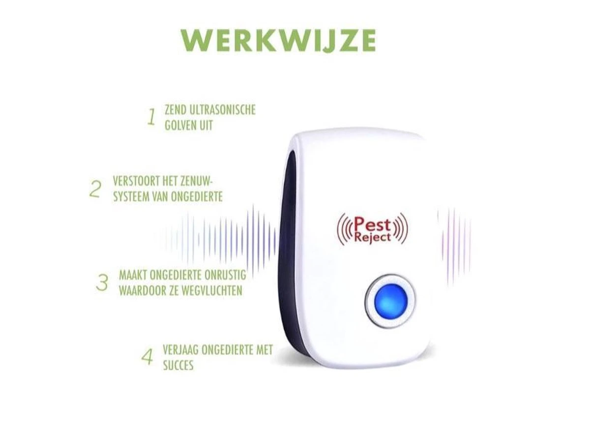 2 X Pest Reject - Ongediertebestrijder - Insectenverdrijver - Ongedierte - Ultrasoon - Ultrasone Insectenbestrijding - Afbeelding 3